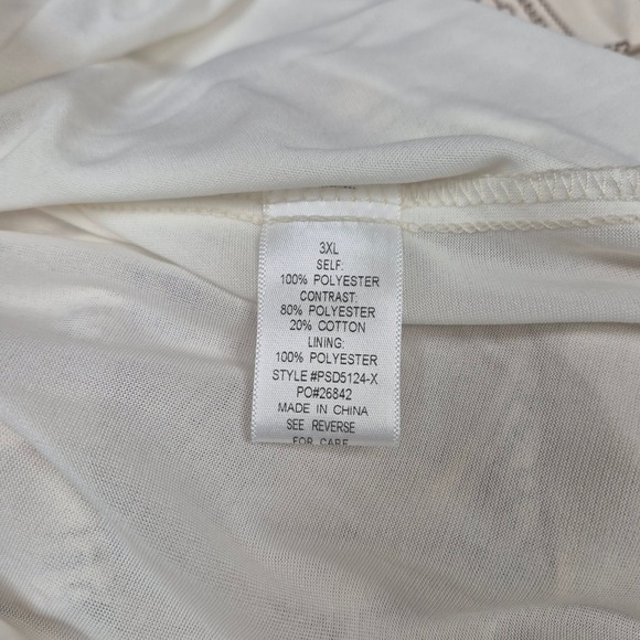 Polagram Womens 3XL Cream Brown Stripe Tiered Midi Dress Puff Sleeve PSD5124-X - Picture 9 of 9